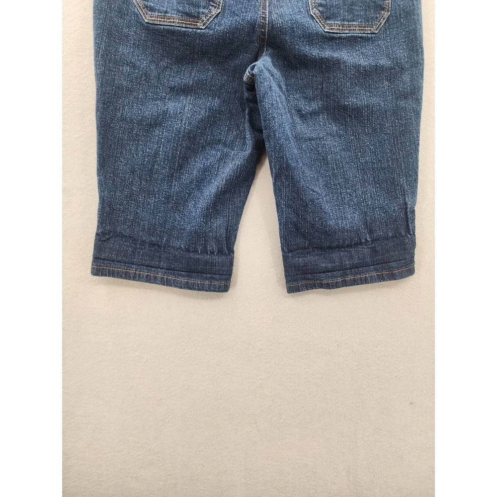 St Johns Bay Womens Size 4 Dark Wash Denim‎ Bermuda Shorts Stretch Jean Shorts